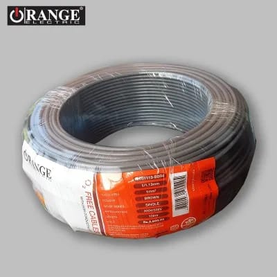 ORANGE 1/1.13 Cu/PVC/PVC (1mm2) SINGLE SOLID CABLE 100M